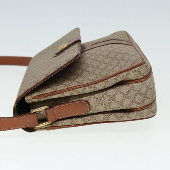 CELINE Macadam Canvas Shoulder Bag PVC Leather Beige Auth - Picture 5 of 16